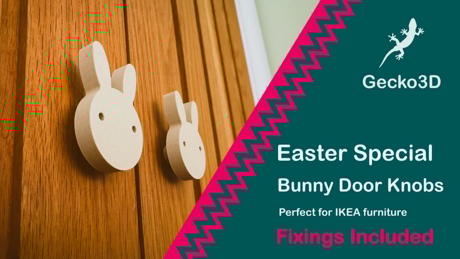 3D Printed Easter Bunny Door Knobs – PLA Wood Handles, Cute and Durable for Kids