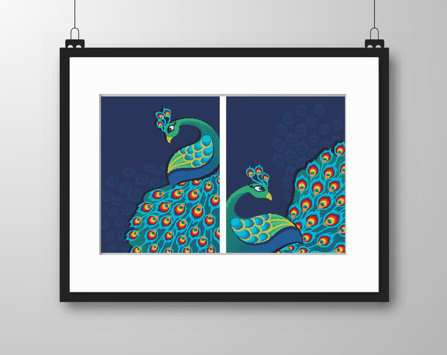 023 - Beautiful Peacock Series No 1&2  - Cross Stitch Pattern
