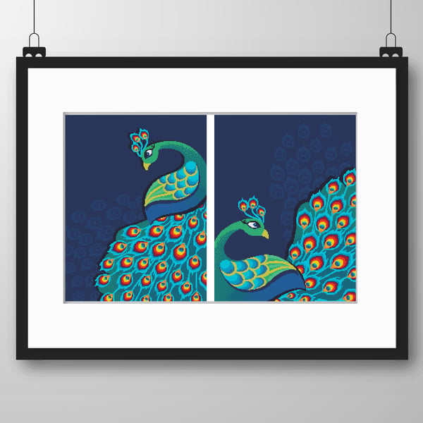 023 - Beautiful Peacock Series No 1&2  - Cross Stitch Pattern