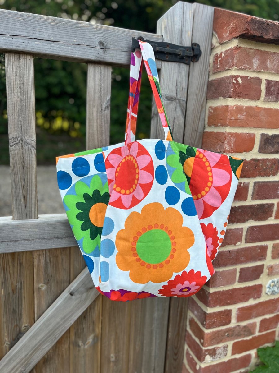 Ikea Fredrika cotton beach bag tote bag bright retro pattern