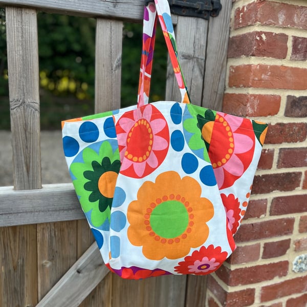 Ikea Fredrika cotton beach bag tote bag bright retro pattern