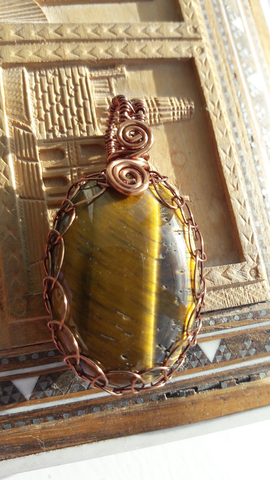 Tigers Eye Wire Wrapped Pendant