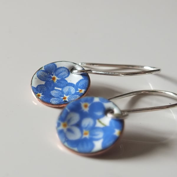 Forget me not enamelled earrings