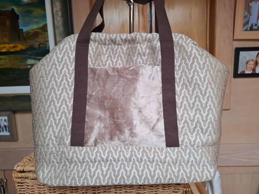 Taupe carpet bag