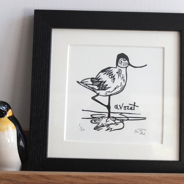 Avocet - lino print - Super Seconds