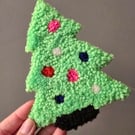 Handmade Christmas Tree Punch Needle Coaster 