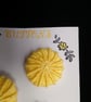Buttons Yellow 30mm Handmade Embroidered Yorkshire Style  - Image 3