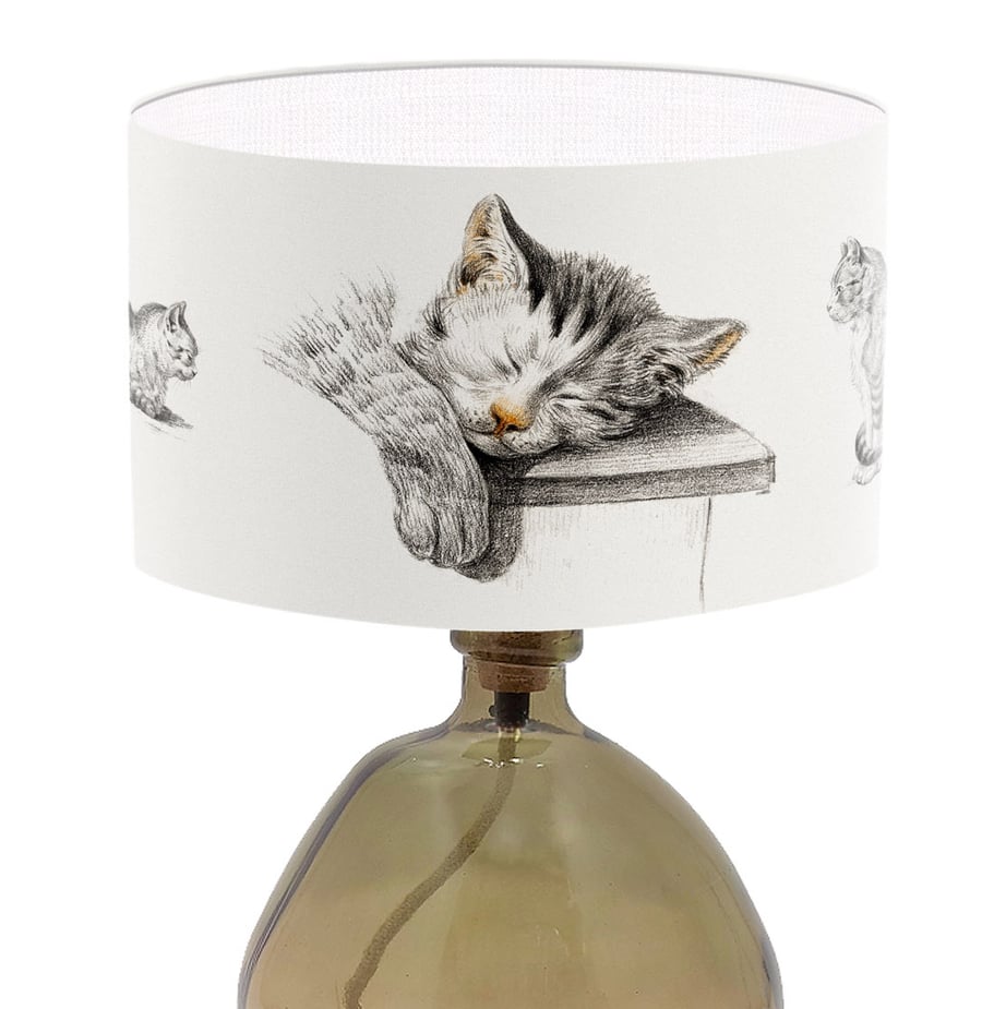Cat Design Lampshade Art Lampshade - Fine Art gift Lamp Shade Gift 