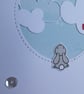 Neutral New Baby Card - Over the Moon for you - Rabbit With Clouds - Aqua - Image 2