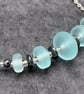 blue seaglass style lampwork glass disc necklace - Image 3