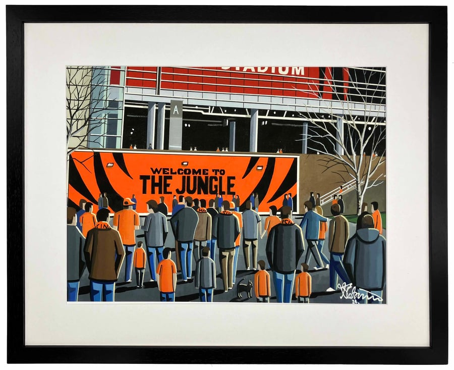 Cincinnati NFL. Framed American Football Art Print. 20" x 16" Frame Size