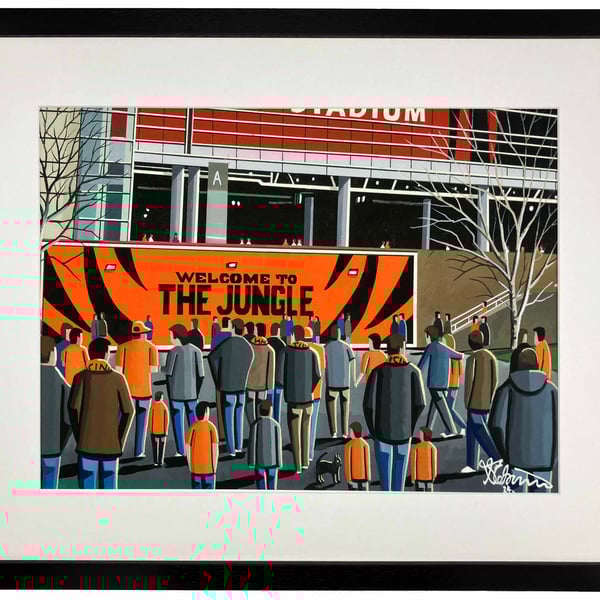 Cincinnati NFL. Framed American Football Art Print. 20" x 16" Frame Size
