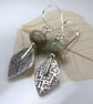 Silver Earrings with Rune Stone Fragments - Viking Relics with Seagreen Jasper - Image 7