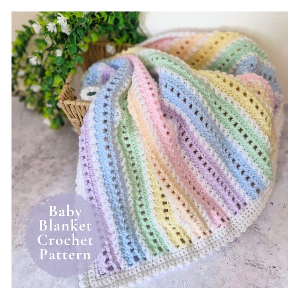Crochet Pattern - Rainbow Baby Blanket Pattern