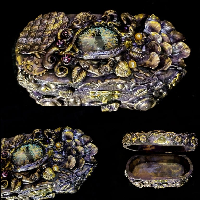 Dragons Eye Trinket Box Altered (Purple) Handcrafted OOAK