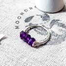 Faceted Amethyst Gemstone Ring - UK Size N - Recycled Sterling Silver