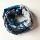 Upcycled patchwork infinity scarf