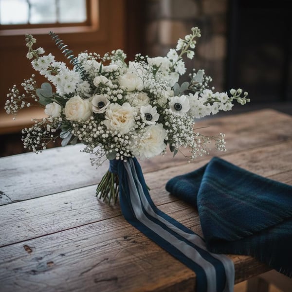 Hand Dyed Deep blue Habotai Silk Ribbon: Bridal Bouquet Ribbon, Stationery, Cake