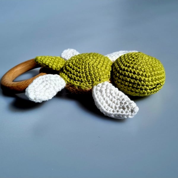 Rattle turtle hand crocheted
