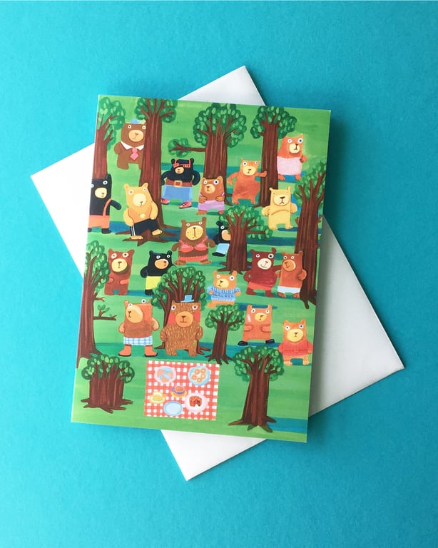 Bears in the Wood humorous greetings card by Jo Brown
