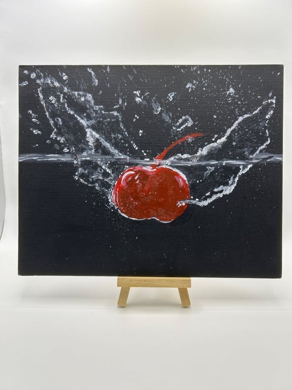 Original painting of Cherry splash in water 8x10" 