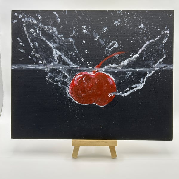 Original painting of Cherry splash in water 8x10" 