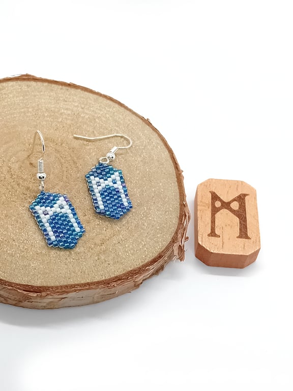 Mannaz 'humanity' viking rune beaded earrings