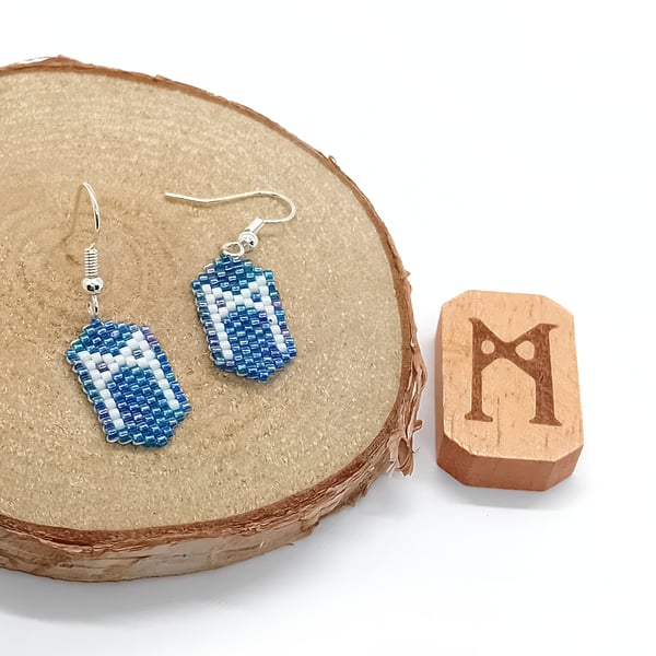 Mannaz 'humanity' viking rune beaded earrings