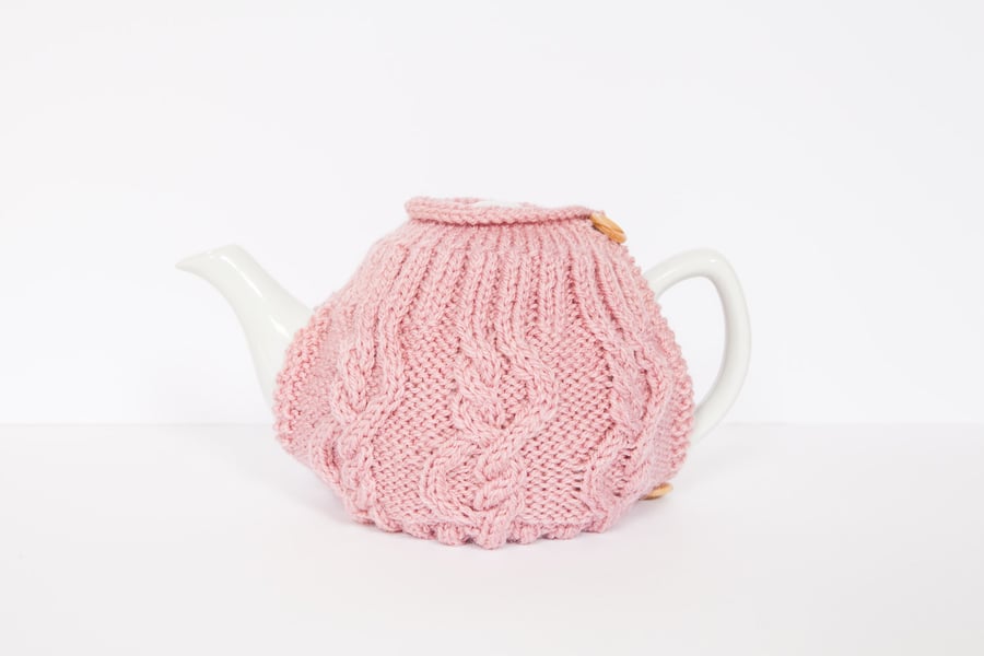 Pink hand knit tea cosy - Teapot cosy - Tea lover's gift