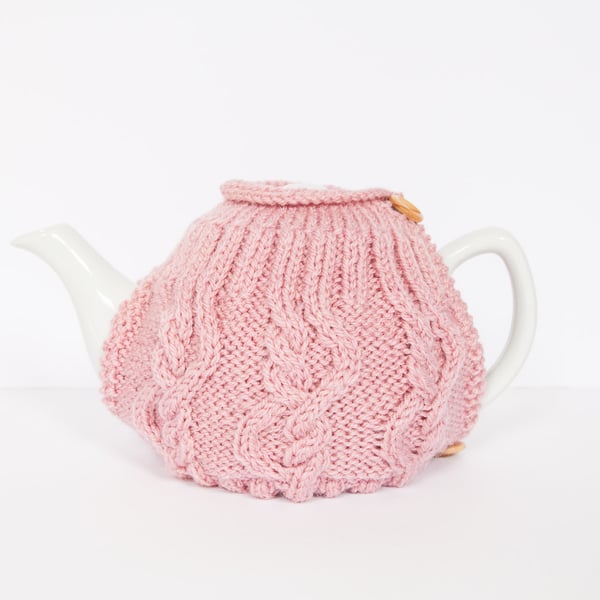 Pink hand knit tea cosy - Teapot cosy - Tea lover's gift