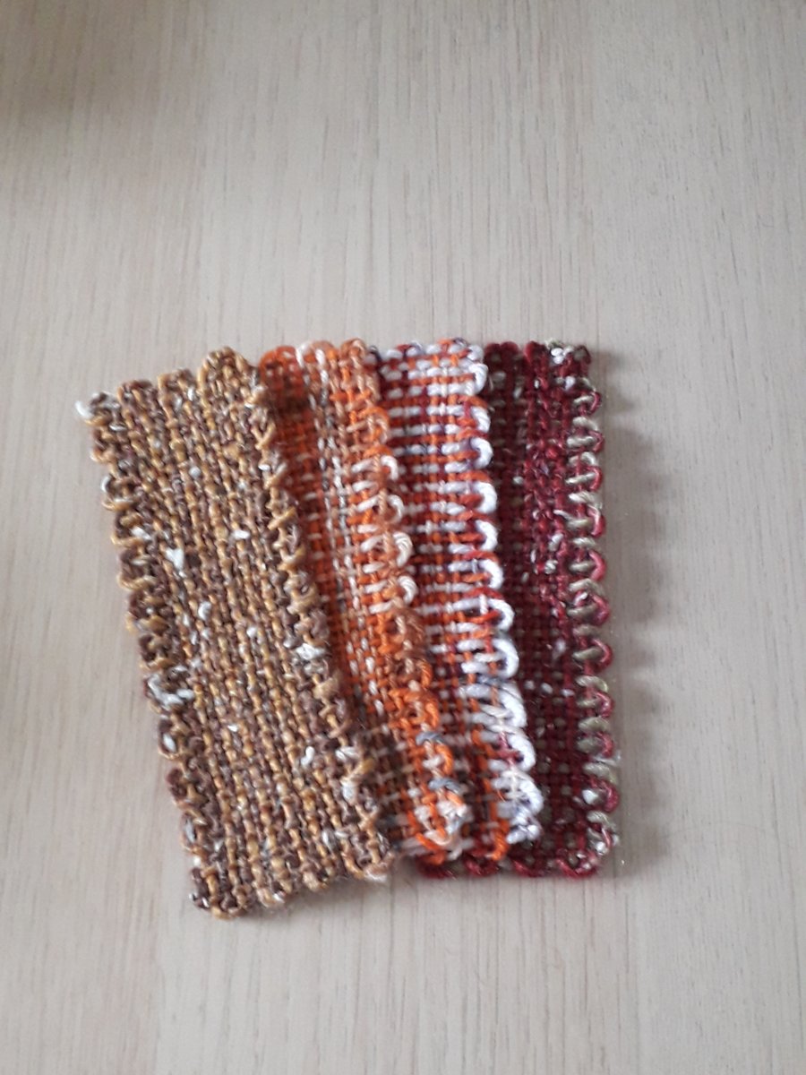 4 Handwoven Bookmarks - Fire