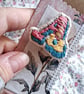hand embroidered fabric brooch no 7
