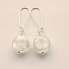 Earrings winter white and silver glass sterling silver