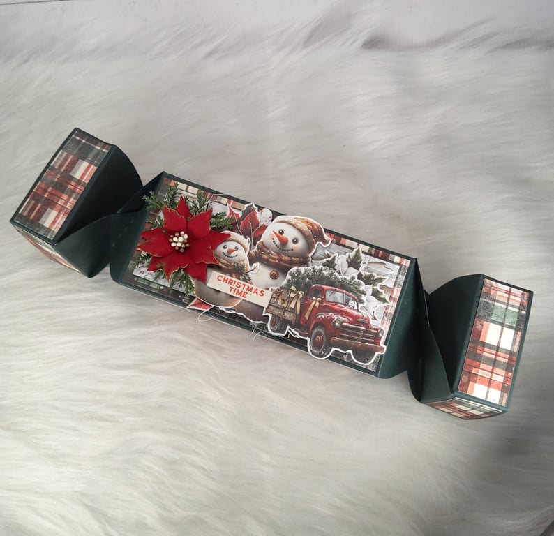 Handmade Christmas Cracker Gift Box - Snowman Truck Candy Shaped Gift Box. 