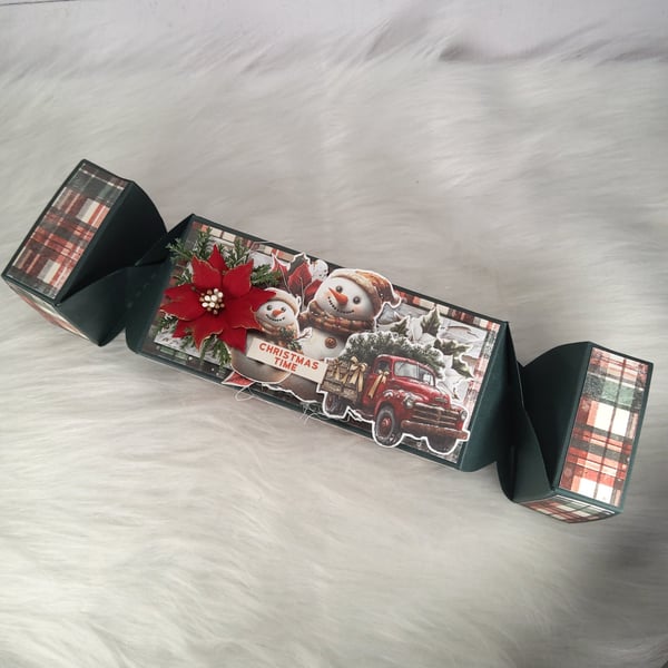 Handmade Christmas Cracker Gift Box - Snowman Truck Candy Shaped Gift Box. 