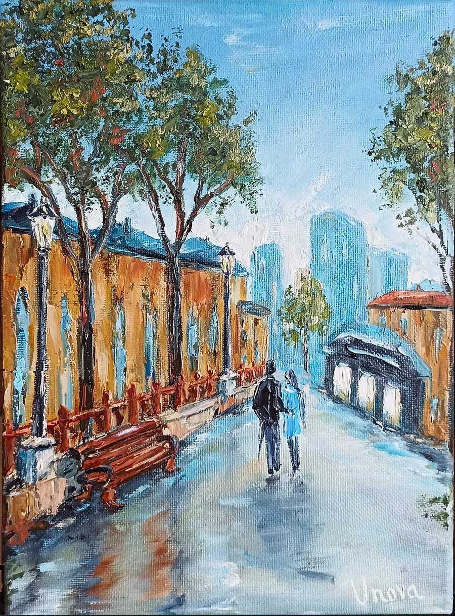 Original Oil Painting After Rain Cityscape Walk... Folksy