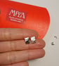 Rectangle silver studs, Hammered texture studs - Image 1