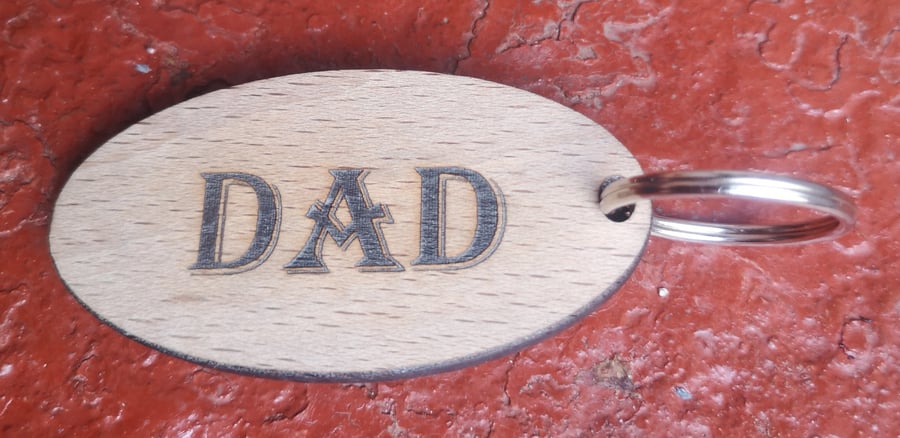 Homemade wooden DAD keyring 