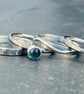 Blue Topaz Stack Ring, silver stack ring, oxidised stack ring, London blue Topaz - Image 9