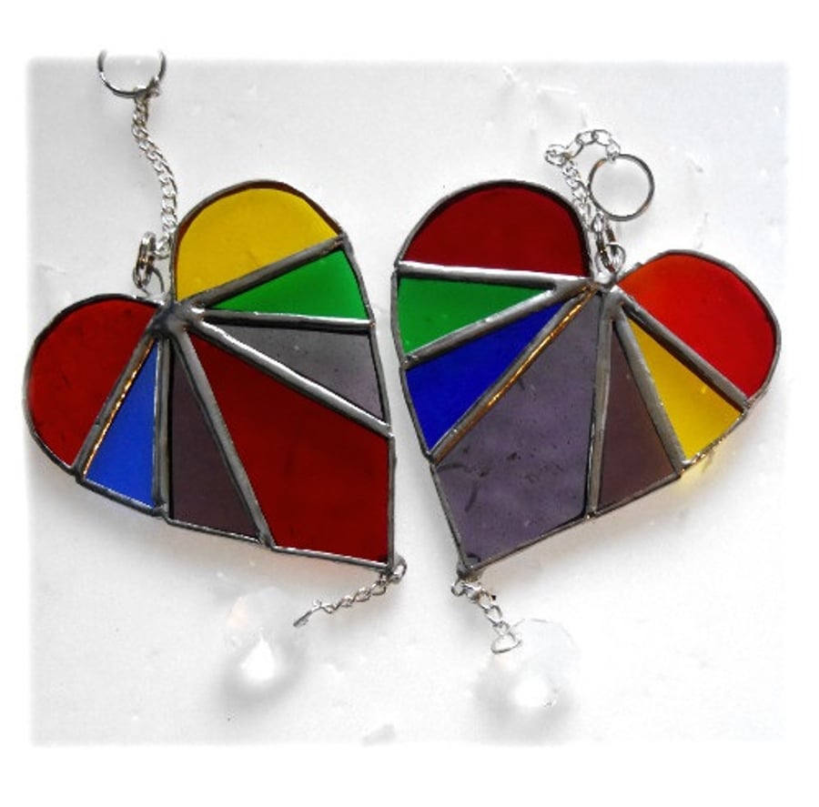 Rainbow Heart Rainbow Hanging Crystal Stained Glass Suncatcher 