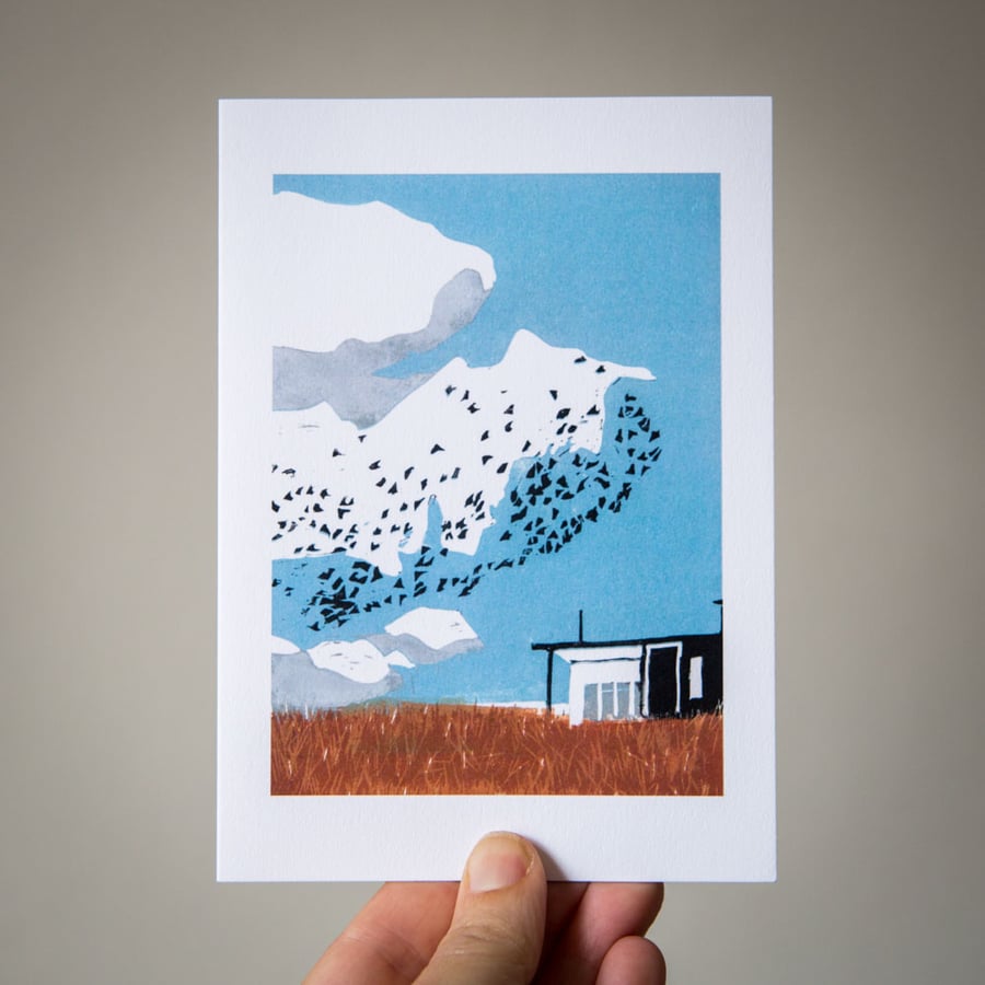 Northumberland Beach Hut - Blank Greetings Card