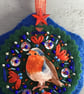 Hand Embroidered Robin Hanging Decoration  - Image 2