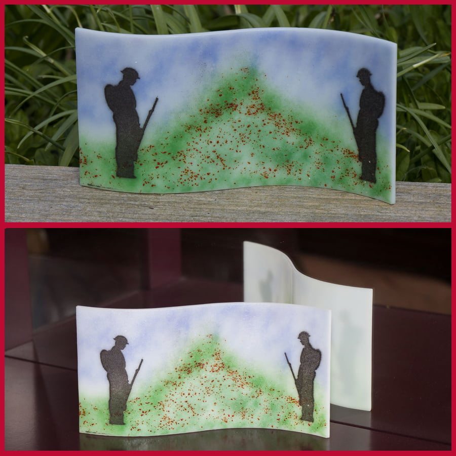 Soldiers in a Poppy Field - Fused Glass Wave - 9253 - Includes donation to RBL