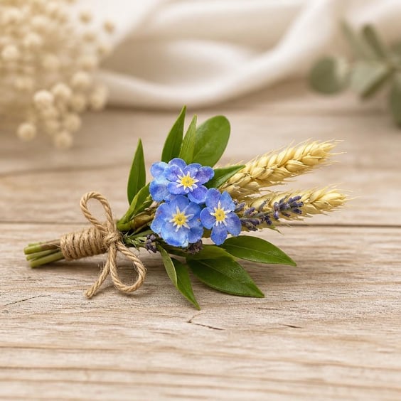 Artificial Forget Me Not Buttonhole - Funeral Buttonhole, Memorial Boutonniere