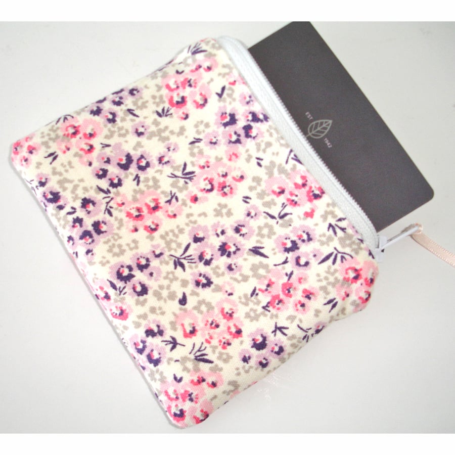 Coin Purse Laura Ashley Tallulah Pink Purple Pretty Floral Zipped