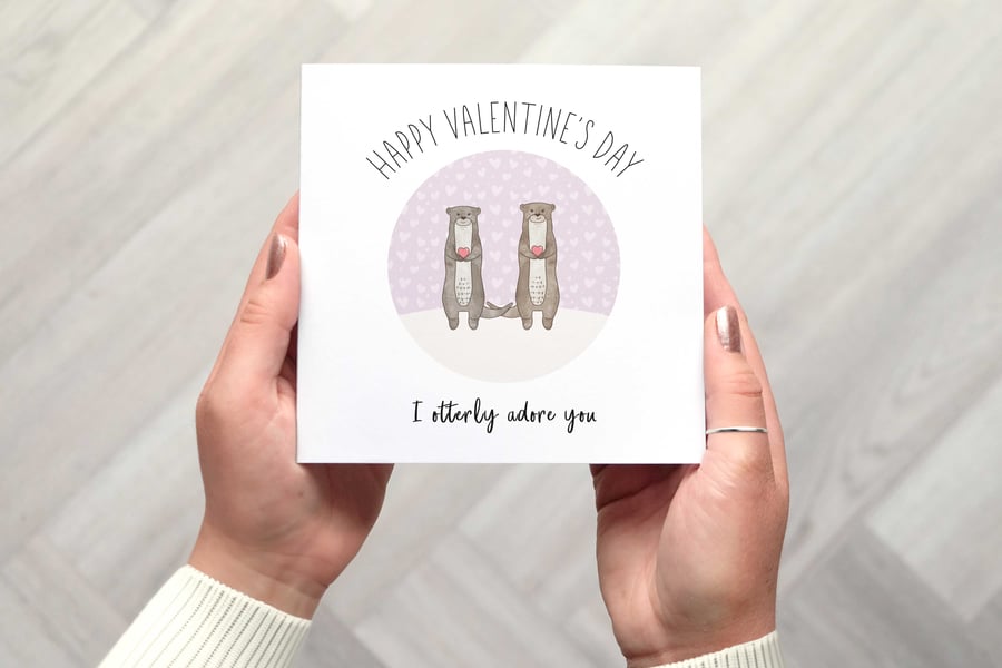 Cute Otter Valentine's Card, Pun Valentine's  Day Card