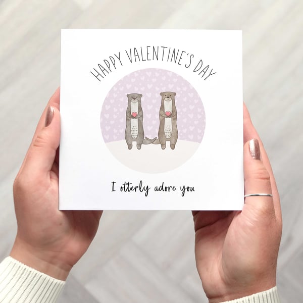 Cute Otter Valentine's Card, Pun Valentine's  Day Card