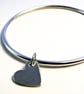 Sterling Silver Bangle with Heart Charm - Image 4