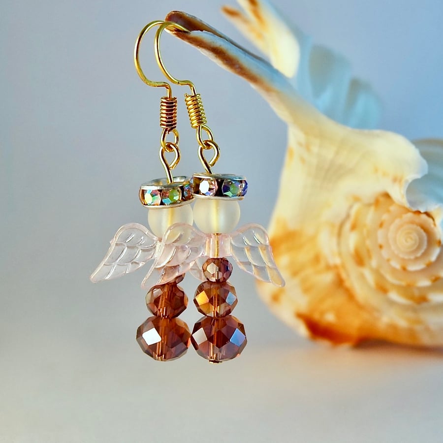 Christmas Crystal Angel Earrings 'Sugar Plum' Stocking Filler, Secret Santa Gift