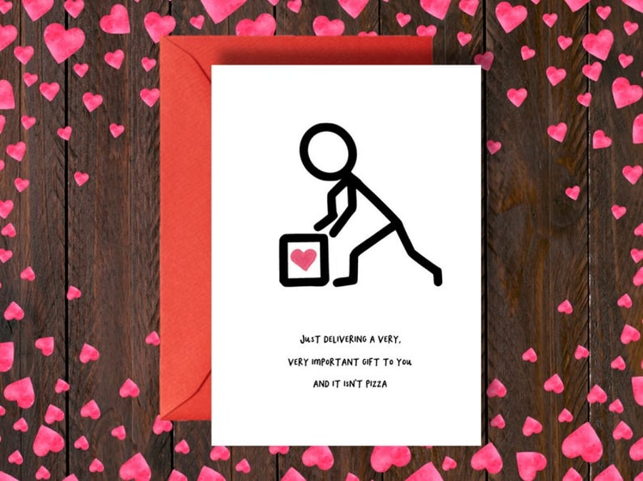 Valentine's Card, Card for him, Card for her, Delivery